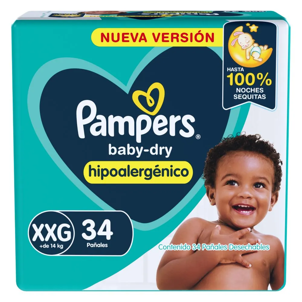 Pampers Pañal Baby-Dry Hipoal Xxg