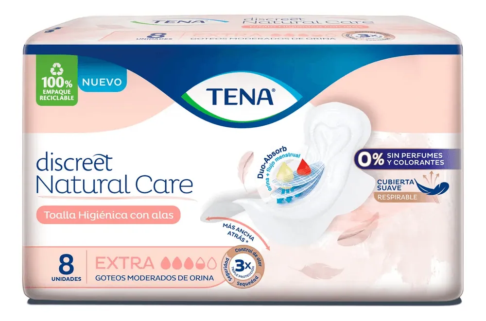Tena Toalla Femenina Discreet Nat Care Extr