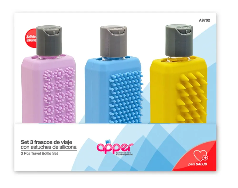 Apper Set de Frascos de Viaje X3 C/Funda (A9702)