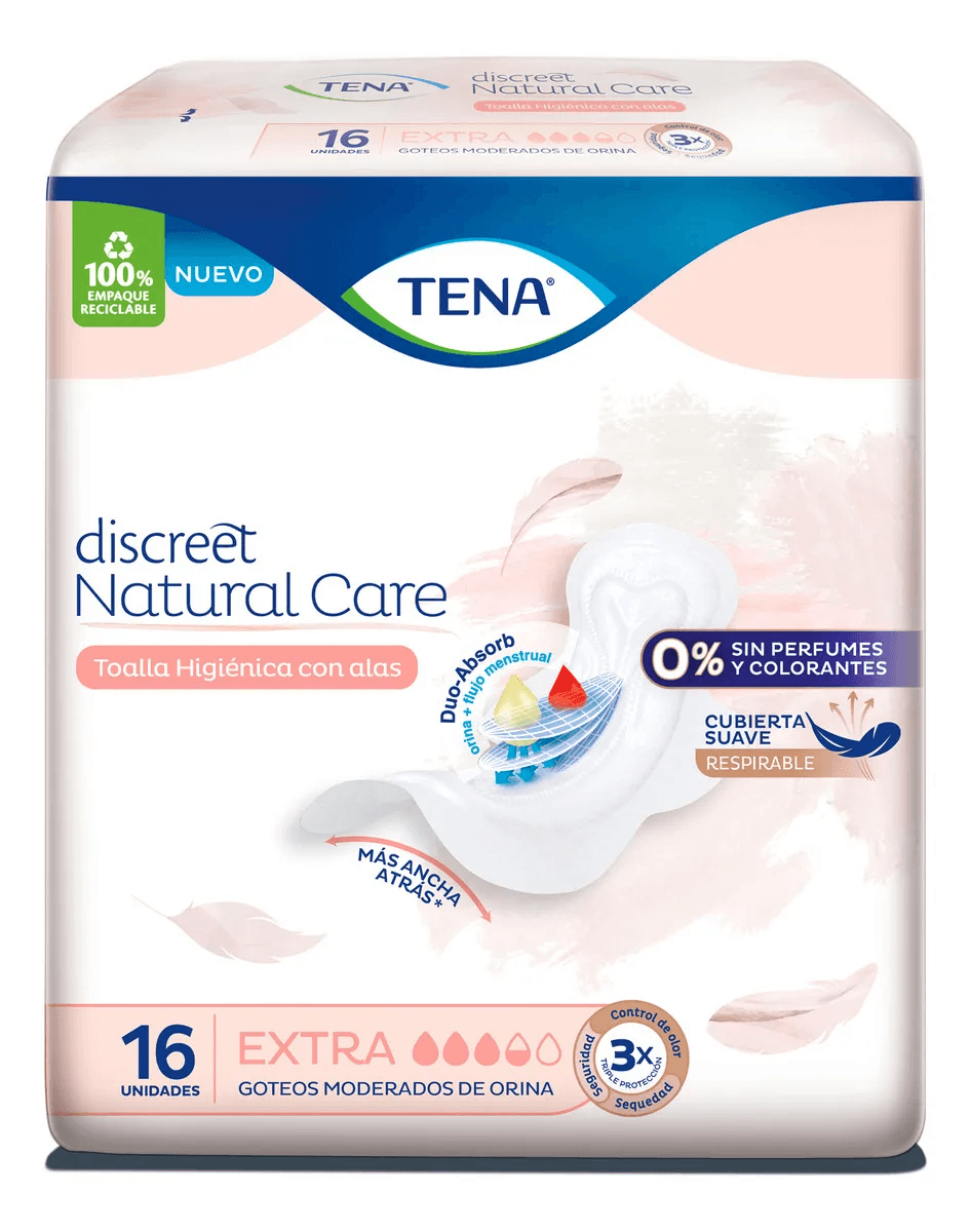 Tena Toalla Femenina Discreet Nat Care Extr