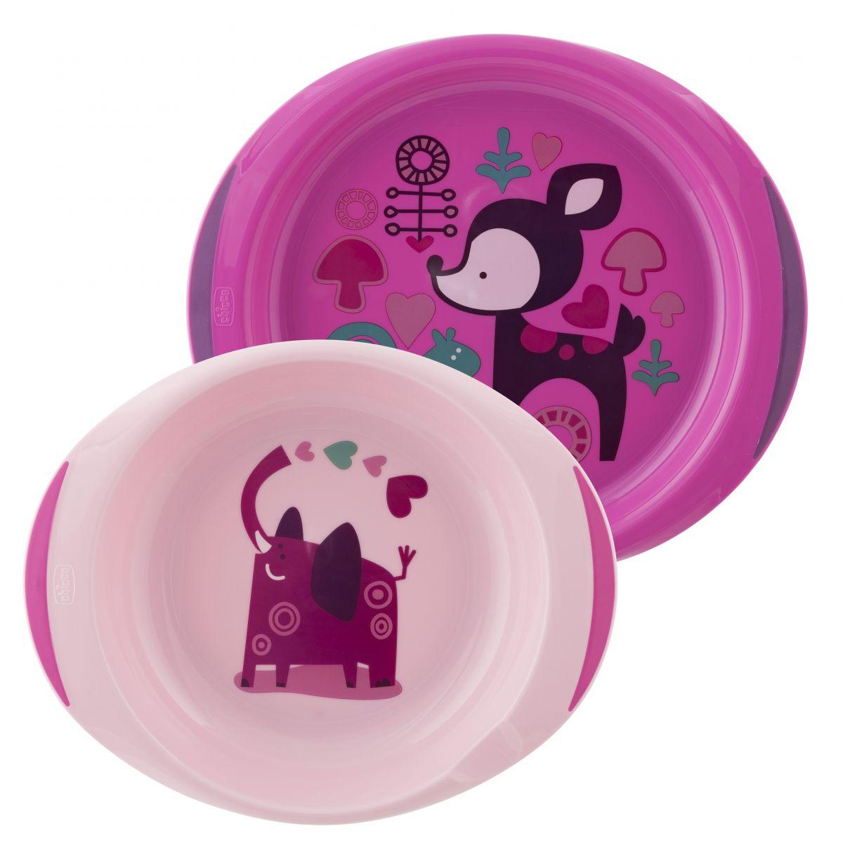 Chicco Set de Plato Rosa 12M+